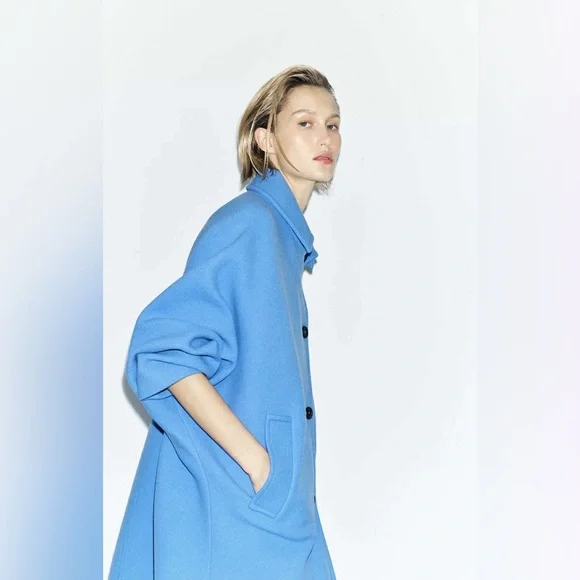 ZARA  MANTECO ZW COLLECTION  WOOL OVERSIZED COAT - Picture 3 of 12